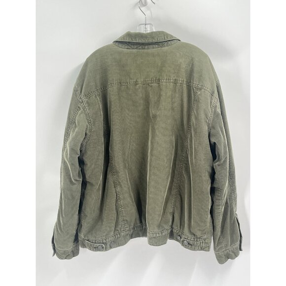 Vintage Y2K Mens GAP Corduroy Shearling Bomber Jacket Sz XXL Olive Green Preppy - Picture 7 of 7